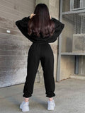 Embroidered Slim-Fit Sweatshirt Two-Piece Set